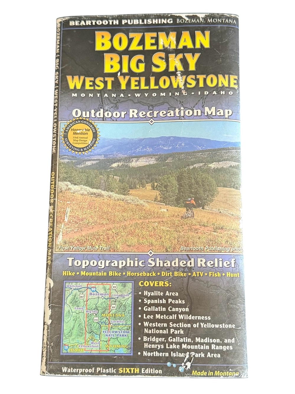 Beartooth Publishing Bozeman Big Sky West Yellowstone Montana Map 2010 6th Ed